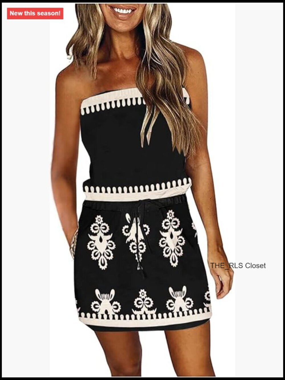 Strapless Mini Dress with Drawstring Waist and Pockets